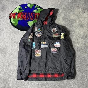 BLACK EMBROIDERED COPPER RIVET QUARTER ZIP JACKET😮‍💨